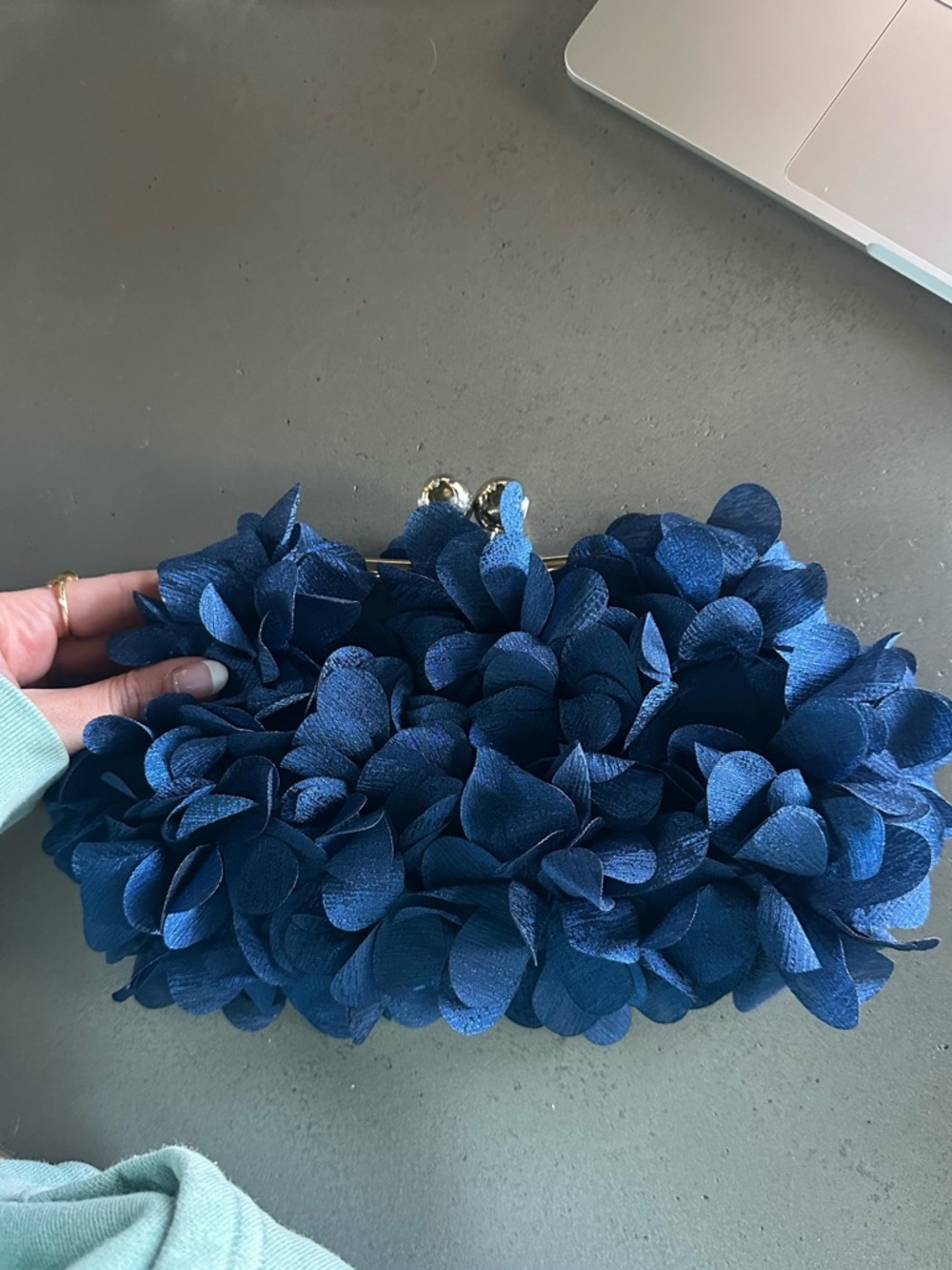 Women’s Navy Floral Petal Clutch Handbag